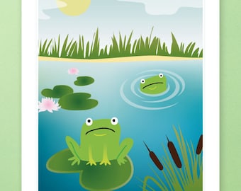 CLEARANCE! A4 - Nursery Art, Kids Art, Kids Wall Art - Funny Frogs Print