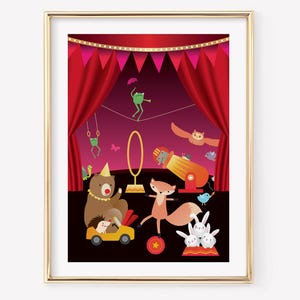 Forest Friends Circus Print: Kids Nursery Wall Art (8x12")