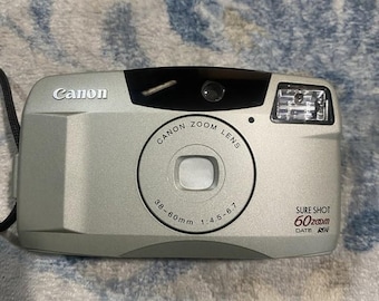 Canon Sure Shot 60 35mm Film Camera Tested Working Zoom Autofocus Bag Battery