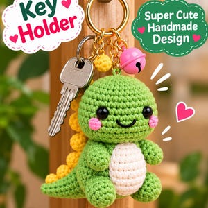 Crochet Dinosaur Keychain Pattern, Cute Amigurumi Dino Charm, Handmade Bag Accessory, Beginner Friendly PDF Tutorial, Digital Download