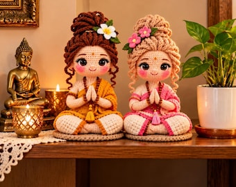 Schema PDF per bambola di preghiera all'uncinetto / Bambola di meditazione amigurumi / Bambole di preghiera sedute