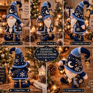Crochet Gnome Pattern, Winter Celestial Gnome PDF, Amigurumi Gnome with Lantern image 5