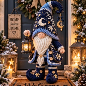 Crochet Gnome Pattern, Winter Celestial Gnome PDF, Amigurumi Gnome with Lantern image 4