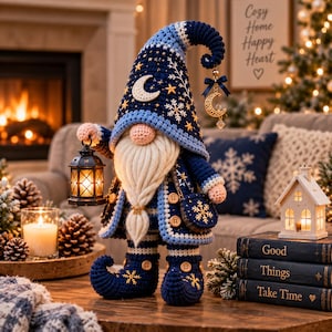 Crochet Gnome Pattern, Winter Celestial Gnome PDF, Amigurumi Gnome with Lantern image 3