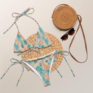 Hamsa Eye Bikini | Boho Turquoise Recycled String Swimsuit