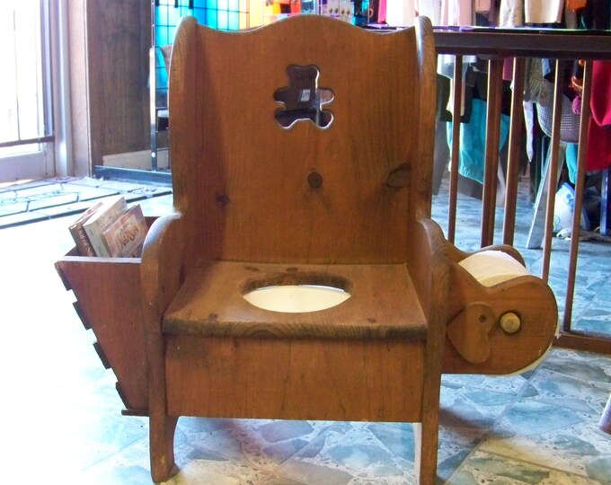 VINTAGE WOODEN CHILDS Potty Chair With Story Book Rack and Etsy