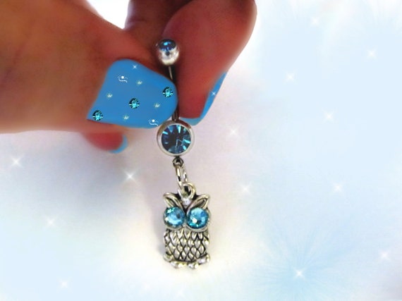Mini Owl with Crystal Ruby Red Eyes Belly Button Jewelry For Women and Teens 1A125 SALE--Belly Ring