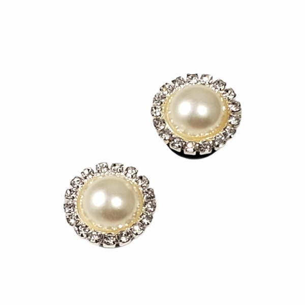 Ivory Pearl Clear Rhinestone Gauges 2g - 16mm 0g 00g 6mm 8mm 10mm 12mm 14mm Silver Gauged Earrings Ear Hiders Gauges Wedding Plugs Bride