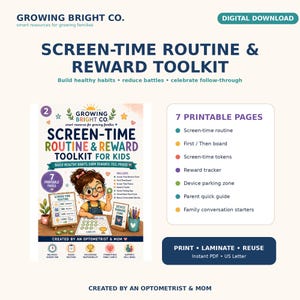 Kids Screen Time Routine & Reward Chart Toolkit (Digital Download)