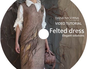 Video guide for a wool dress, tutorial for nuno felted clothing, creative gift for crafter, template and instructions