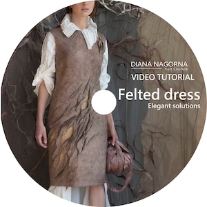 Video guide for a wool dress, tutorial for nuno felted clothing, creative gift for crafter, template and instructions