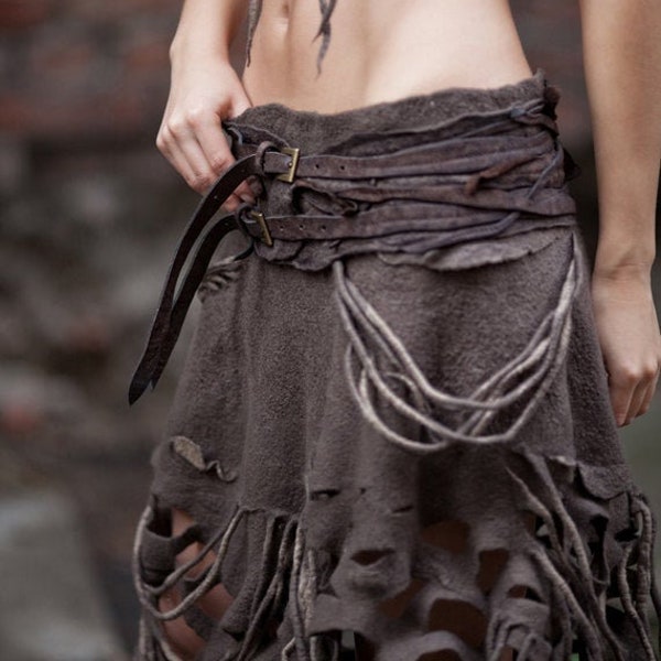 Felted Long Skirt "New Amazon" , brown skirt, hand felted skirt