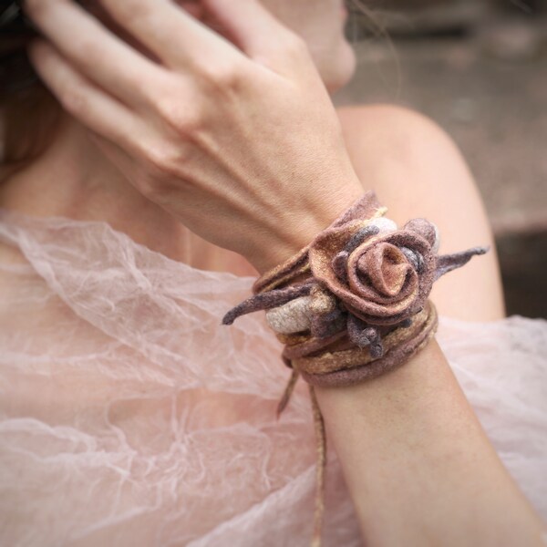 Pink felt bracelet ,Modern Bracelet ,bangle,unusual accessory