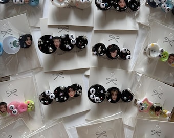 KPOP Button Hairclips (with chains)