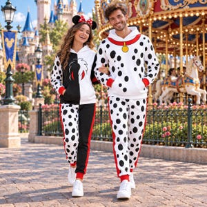 101 Dalmatians Hoodie, Dalmatian Inspired Pajama Pants, Matching Family Character Outfit For Disney Trip