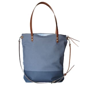 Sturdy handbag with leather handles for women, tote bag simple design handmade in Germany image 1