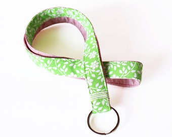 Floral lanyard, fabric keychain for girls & women