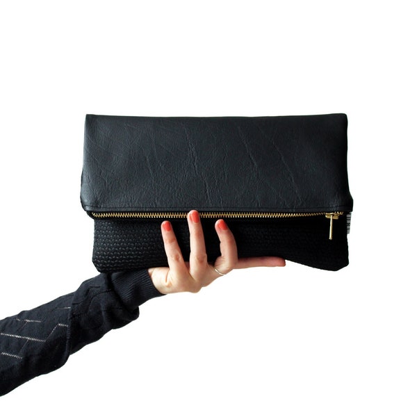 Clutch, small handbag for wedding made of fabric and faux leather