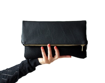Clutch, small handbag for wedding made of fabric and faux leather
