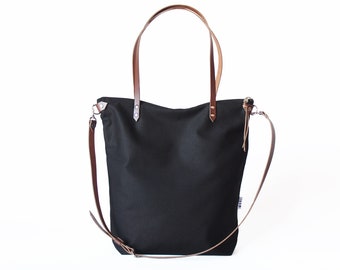 Canvas shoulder bag in minimalist design, large women's handbag with zipper & inner compartment