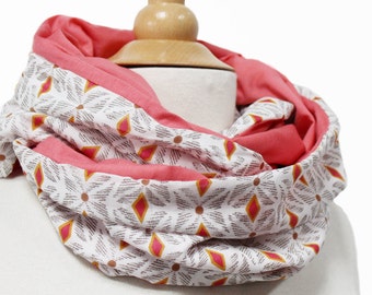 Loop scarf for spring & summer made of jersey and cotton, gift for women and girls