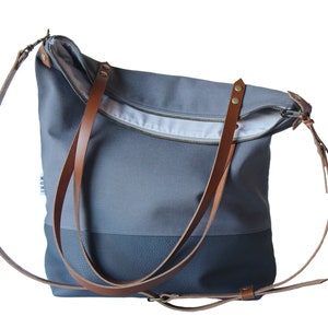 Sturdy handbag with leather handles for women, tote bag simple design handmade in Germany image 4