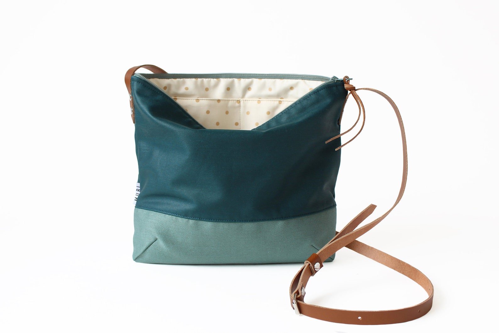 Umhängetasche grün türkis Stoff Leder kleine Crossbody | Etsy