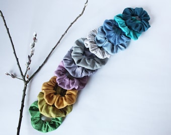Linen scrunchie free choice of colors, hair tie set
