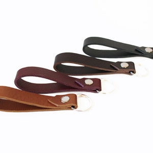Lanyard leather light brown, leather lanyard, key ring light brown leather, lanyards cognac genuine leather handmade Bordeaux rot