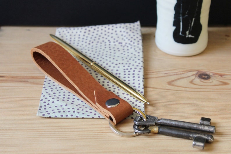 Lanyard leather light brown, leather lanyard, key ring light brown leather, lanyards cognac genuine leather handmade image 4