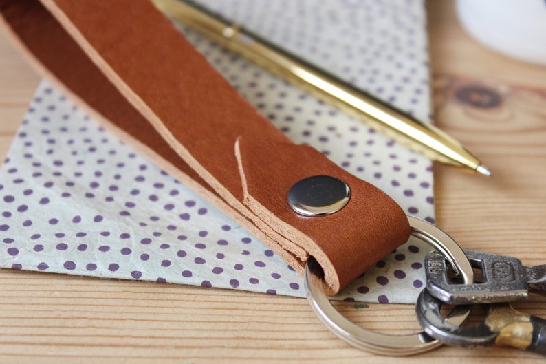 Lanyard leather light brown, leather lanyard, key ring light brown leather, lanyards cognac genuine leather handmade hellbraun