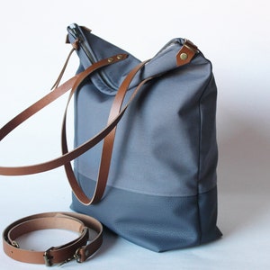 Sturdy handbag with leather handles for women, tote bag simple design handmade in Germany image 3