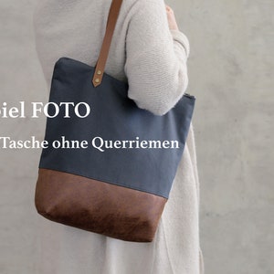 Sturdy handbag with leather handles for women, tote bag simple design handmade in Germany image 8