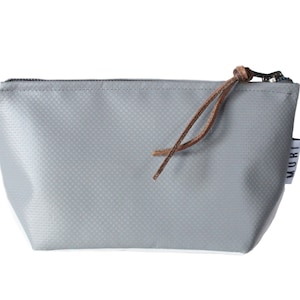 Make-up bag upcycled from truck tarpaulin, cosmetic bag water-repellent and stable, for girls and women Gray