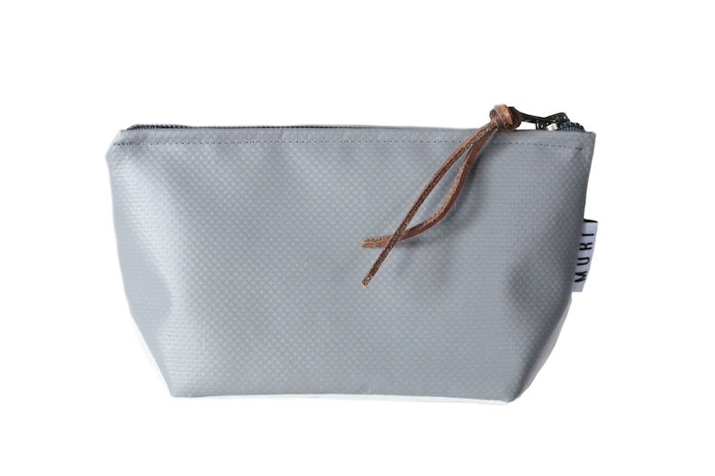 Make-up bag upcycled from truck tarpaulin, cosmetic bag water-repellent and stable, for girls and women Gray