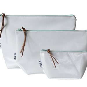 Toiletry bag made from truck tarpaulin, wet bag for women, sturdy cosmetic bag waterproof image 2