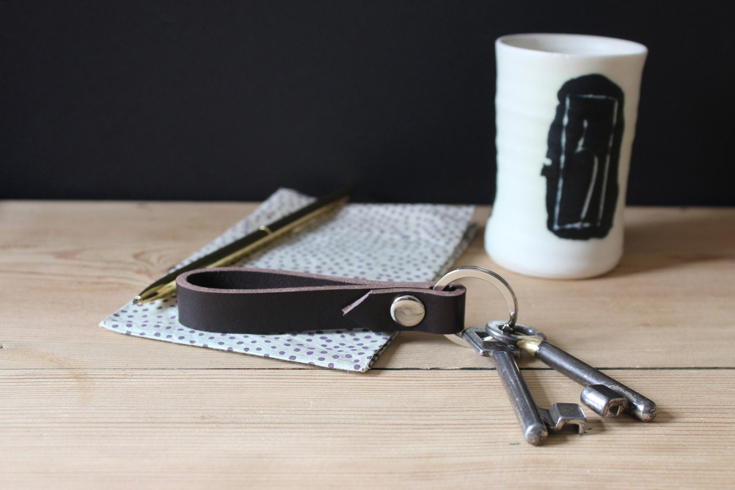Short Keychain Short Keychain Made of Genuine Leather, Pure, Sturdy & Minimalist ...