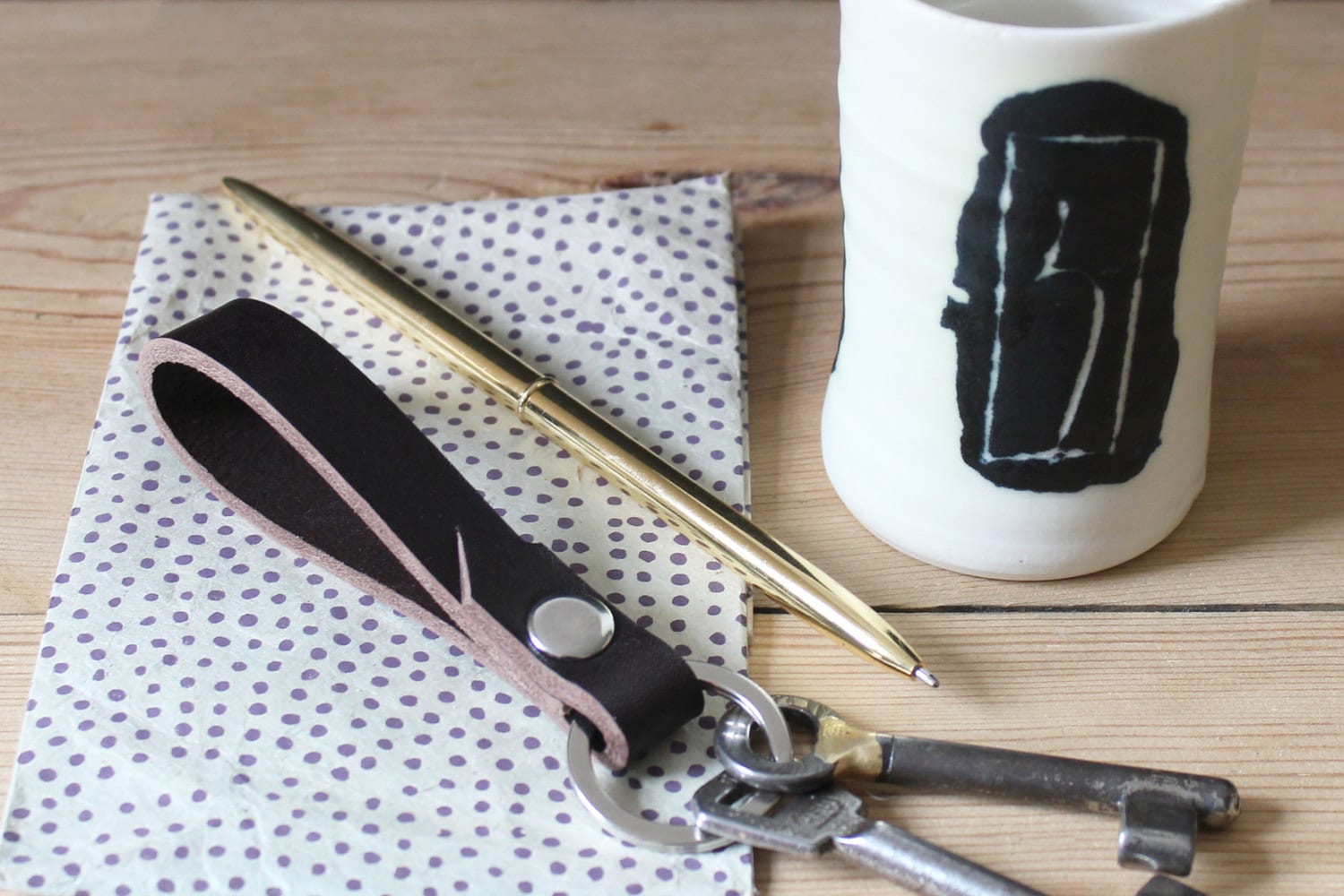 Short Keychain Short Keychain Made of Genuine Leather, Pure, Sturdy & Minimalist ...