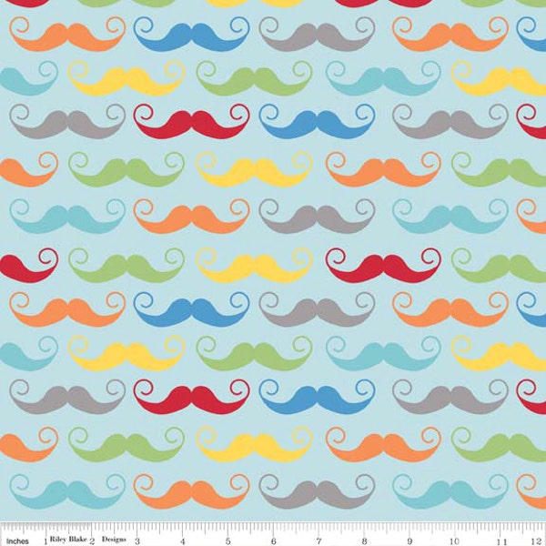 Geeky Chic Aqua Mustache by Riley Blake  C510-01