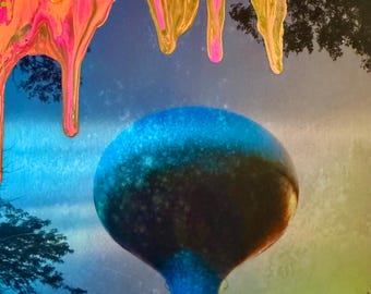 Source // Old Rantoul Watertower ~ print & acrylic on metal ~ Sundown glow