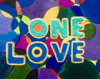 One Love // ( Vivid, intricate original acrylic painting, 1 foot diameter)