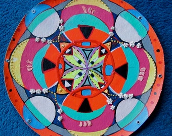 Open Heart Warm Hearth Kindling Sight : whimsical hand-painted orange mandala