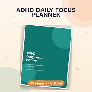 ADHD Daily Planner Printable PDF, Adult Focus Planner, Time Blocking & Habit Tracker Undated
