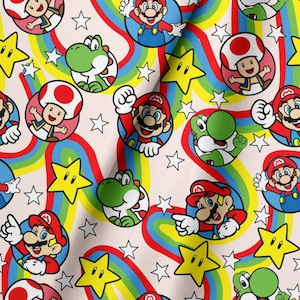 Mario Yoshi Toad Super Mario Tyg - Bomullstyg [Barnkläder, Rosetter, Väskor, Kuddar] Klipps på beställning - Halvmeter