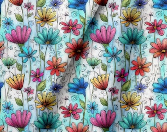 Tela con estampado floral - Tela de algodón [Vestidos, bolsos, almohadas, ropa de cama para bebés] Cortada a medida - Por medio metro