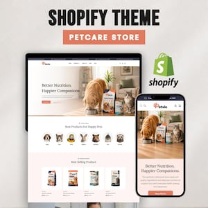 Shopify-Theme für Tierhandlungen | Vorlage für Tierfutter und -zubehör | Boutique für Hunde und Katzen | Website für Marken im Bereich Tierpflege | Petvio E-Commerce-Theme