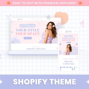 Minimal Boutique Shopify Theme, Soft Womens Clothing Website, Dreamy Fashion Store Template, Canva Banners - Lunella