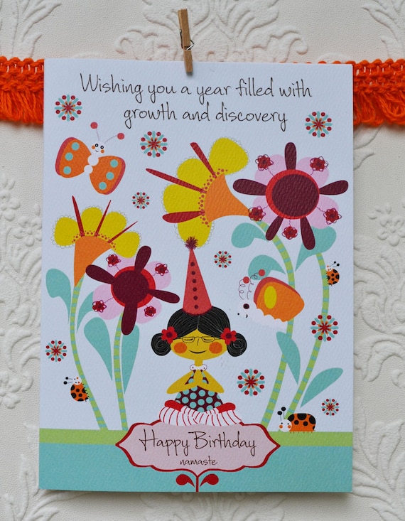 items similar to yoga birthday cardyoga cardsbirthday