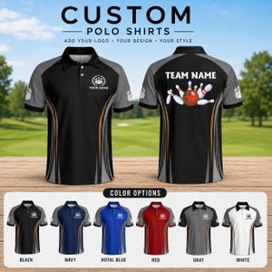 Custom Bowling Polo Shirt, Personalized Team Name Bowling Jersey, Matching Family Bowling Shirt, Bowling Team Uniform, Bowler Gift