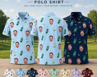 Custom Face Golf Polo Shirt, Personalized Photo Polo, Funny Golf Shirt, Custom Golf Gift, Family Matching Polo, Personalized Golf Shirt